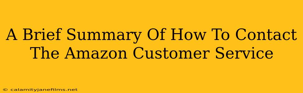 A Brief Summary Of How To Contact The Amazon Customer Service