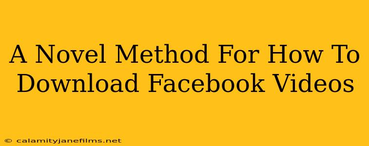 A Novel Method For How To Download Facebook Videos