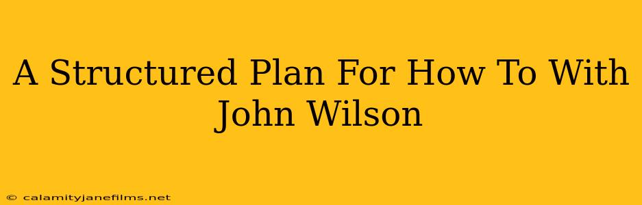 A Structured Plan For How To With John Wilson