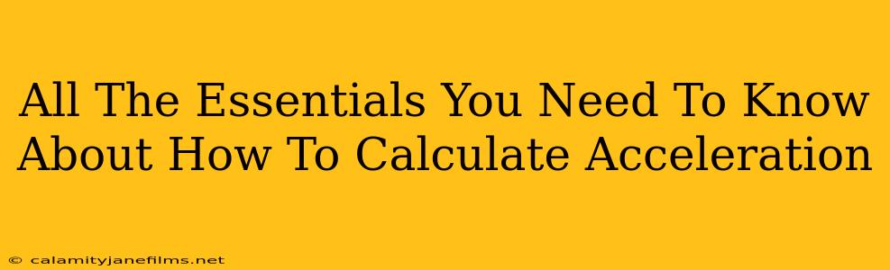 All The Essentials You Need To Know About How To Calculate Acceleration