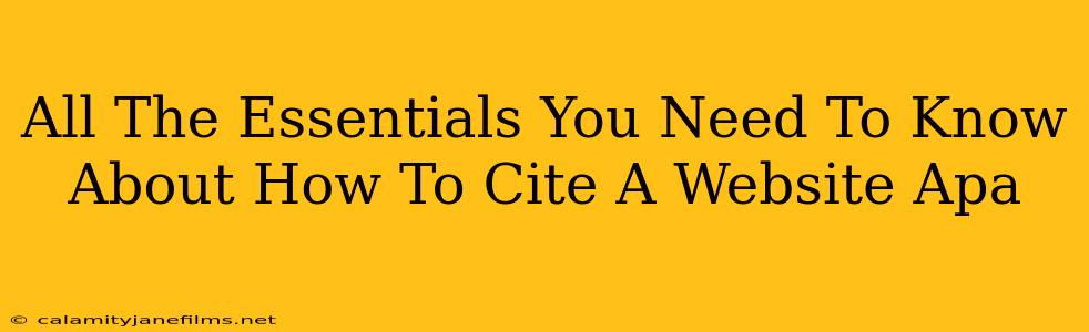 All The Essentials You Need To Know About How To Cite A Website Apa