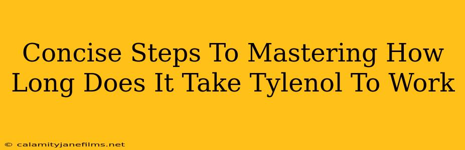 Concise Steps To Mastering How Long Does It Take Tylenol To Work