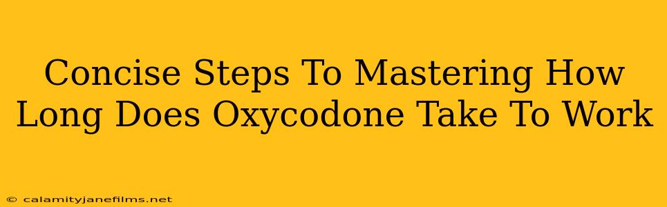 Concise Steps To Mastering How Long Does Oxycodone Take To Work