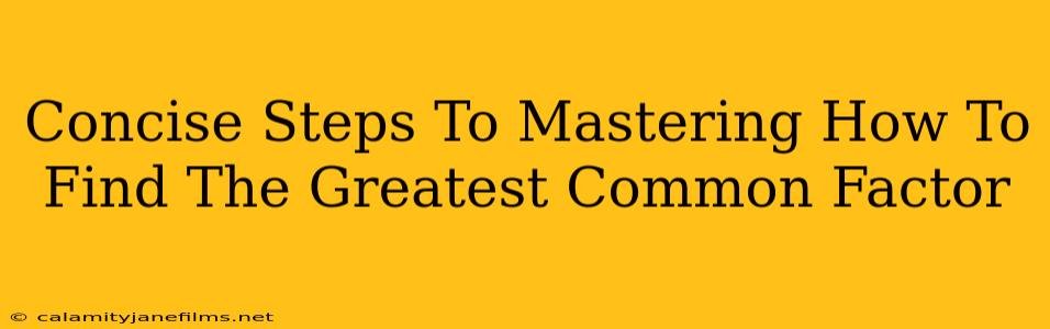 Concise Steps To Mastering How To Find The Greatest Common Factor