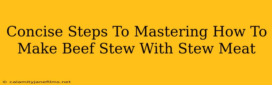 Concise Steps To Mastering How To Make Beef Stew With Stew Meat