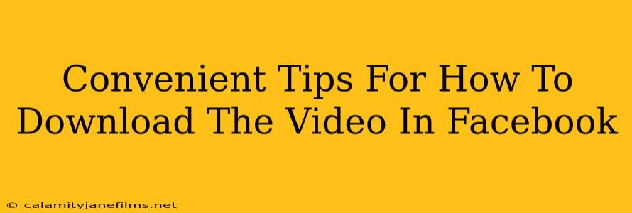 Convenient Tips For How To Download The Video In Facebook