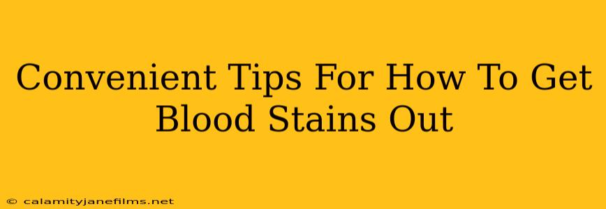 Convenient Tips For How To Get Blood Stains Out