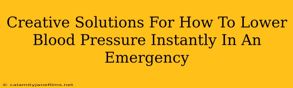 Creative Solutions For How To Lower Blood Pressure Instantly In An Emergency