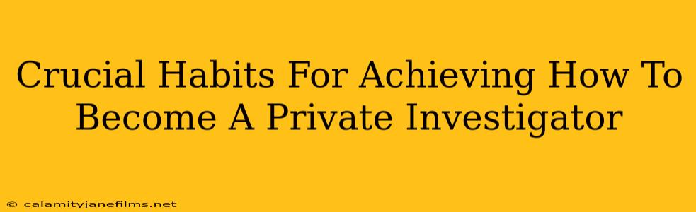 Crucial Habits For Achieving How To Become A Private Investigator