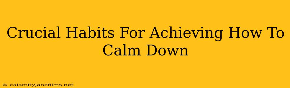 Crucial Habits For Achieving How To Calm Down