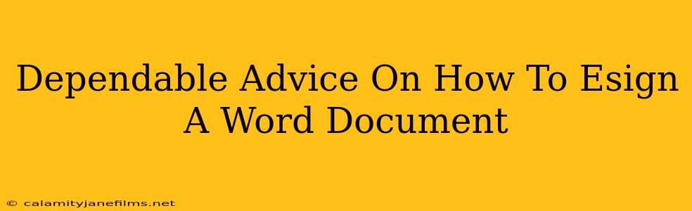 Dependable Advice On How To Esign A Word Document