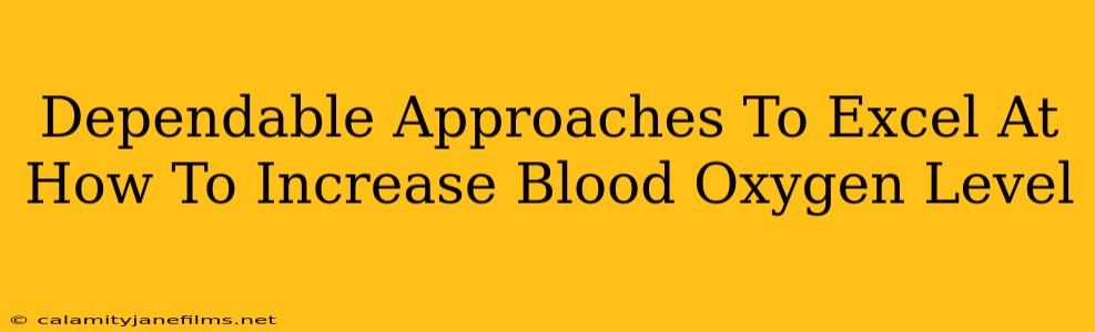 Dependable Approaches To Excel At How To Increase Blood Oxygen Level