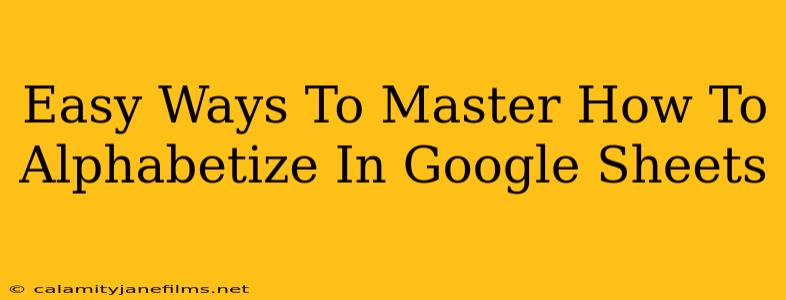 Easy Ways To Master How To Alphabetize In Google Sheets