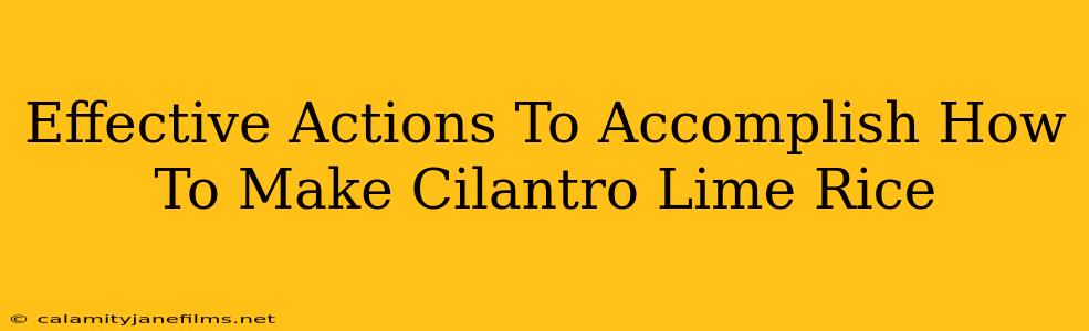 Effective Actions To Accomplish How To Make Cilantro Lime Rice