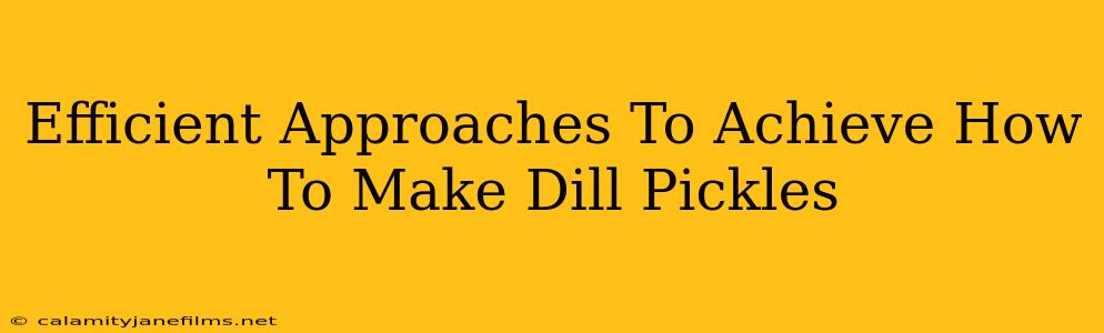 Efficient Approaches To Achieve How To Make Dill Pickles