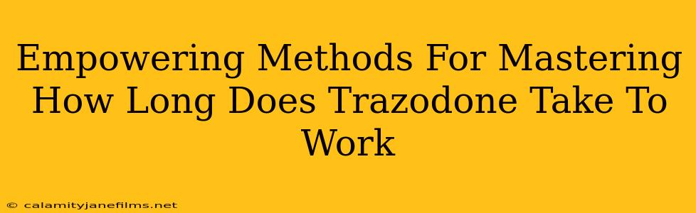 Empowering Methods For Mastering How Long Does Trazodone Take To Work