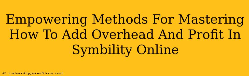 Empowering Methods For Mastering How To Add Overhead And Profit In Symbility Online