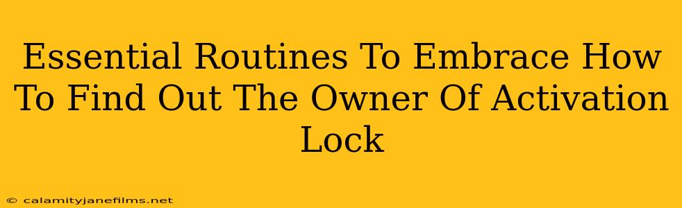 Essential Routines To Embrace How To Find Out The Owner Of Activation Lock