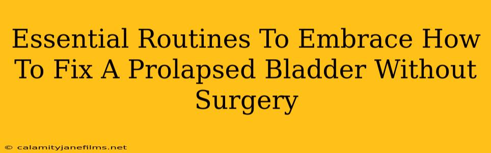 Essential Routines To Embrace How To Fix A Prolapsed Bladder Without Surgery