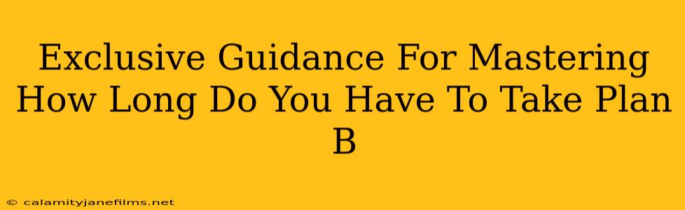 Exclusive Guidance For Mastering How Long Do You Have To Take Plan B