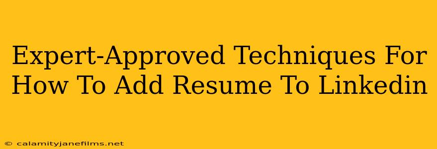 Expert-Approved Techniques For How To Add Resume To Linkedin