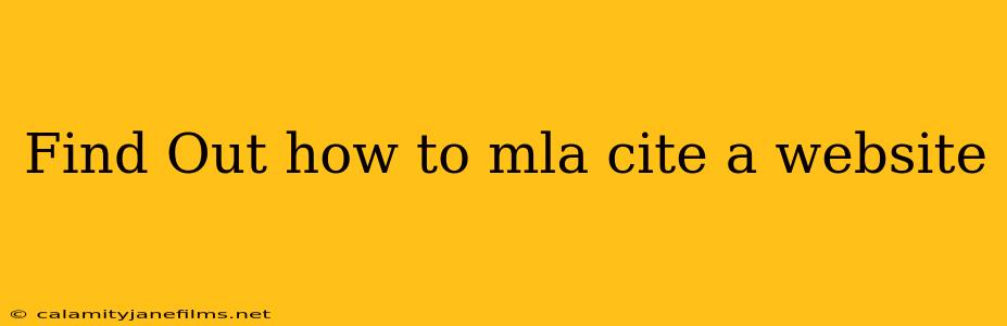 Find Out how to mla cite a website