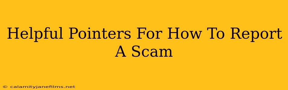 Helpful Pointers For How To Report A Scam