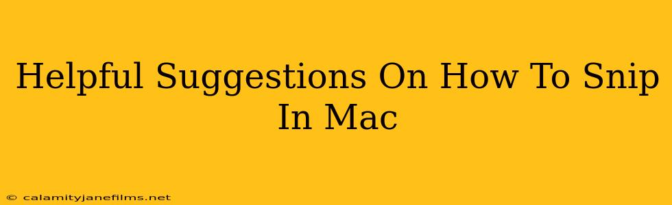 Helpful Suggestions On How To Snip In Mac