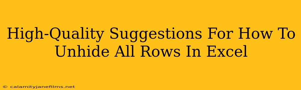 High-Quality Suggestions For How To Unhide All Rows In Excel