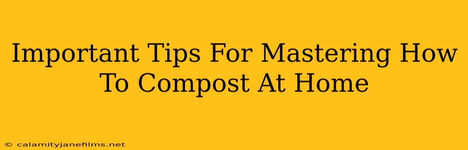 Important Tips For Mastering How To Compost At Home