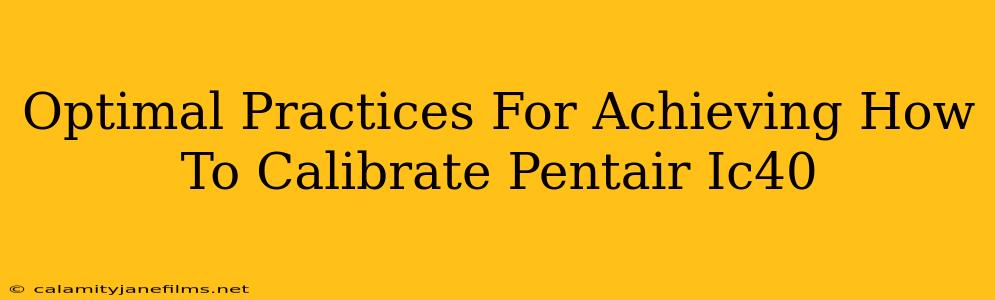 Optimal Practices For Achieving How To Calibrate Pentair Ic40