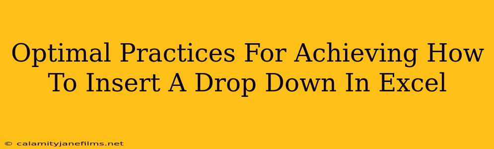 Optimal Practices For Achieving How To Insert A Drop Down In Excel