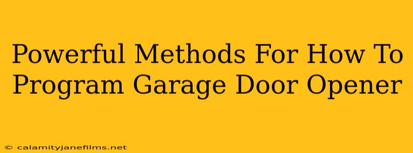 Powerful Methods For How To Program Garage Door Opener