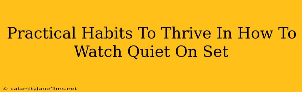 Practical Habits To Thrive In How To Watch Quiet On Set