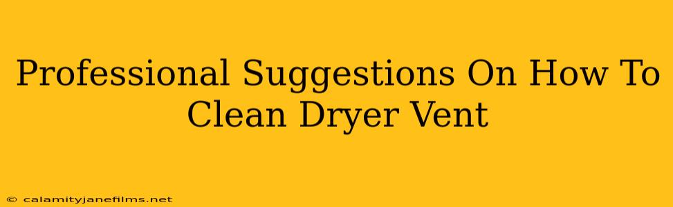 Professional Suggestions On How To Clean Dryer Vent