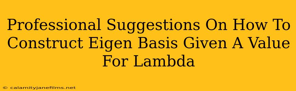 Professional Suggestions On How To Construct Eigen Basis Given A Value For Lambda