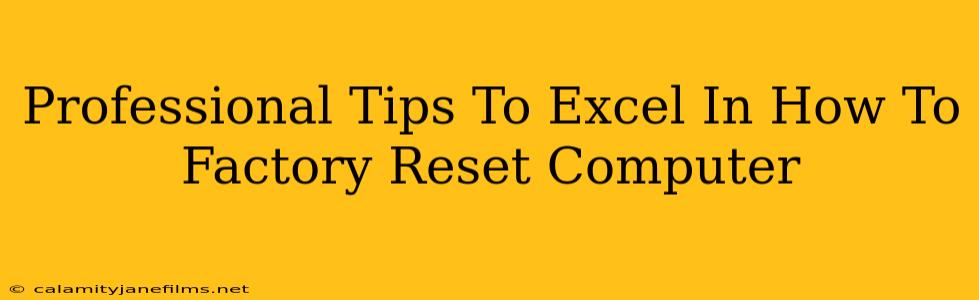 Professional Tips To Excel In How To Factory Reset Computer