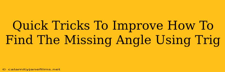 Quick Tricks To Improve How To Find The Missing Angle Using Trig