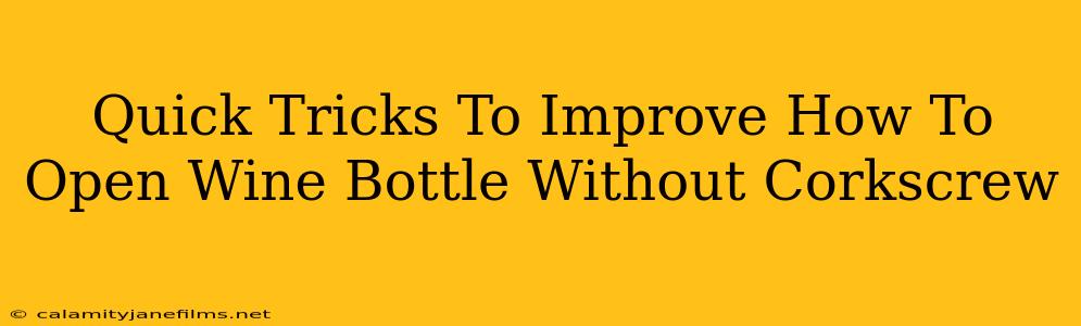 Quick Tricks To Improve How To Open Wine Bottle Without Corkscrew