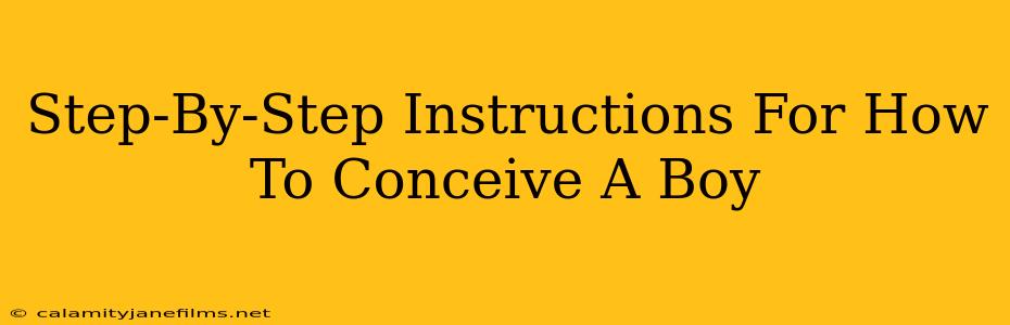 Step-By-Step Instructions For How To Conceive A Boy