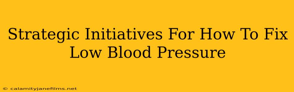 Strategic Initiatives For How To Fix Low Blood Pressure