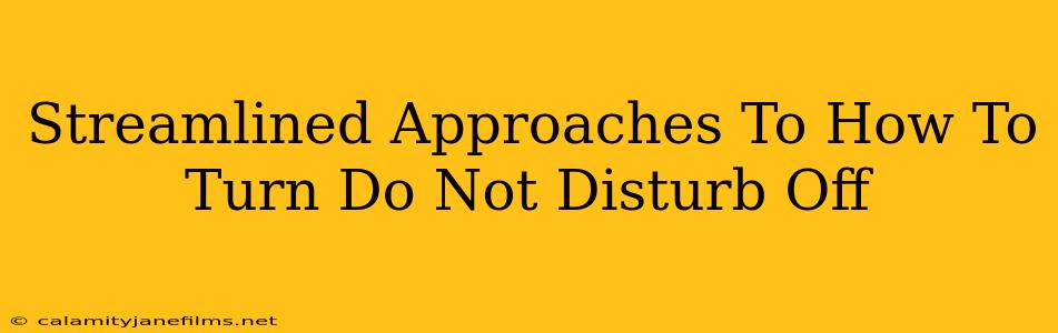 Streamlined Approaches To How To Turn Do Not Disturb Off