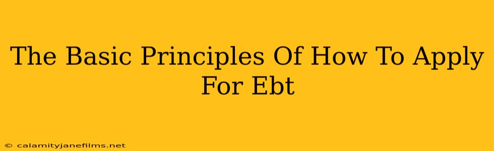 The Basic Principles Of How To Apply For Ebt