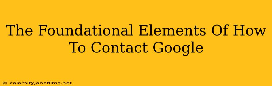 The Foundational Elements Of How To Contact Google