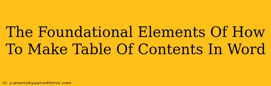 The Foundational Elements Of How To Make Table Of Contents In Word