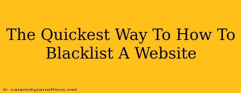 The Quickest Way To How To Blacklist A Website