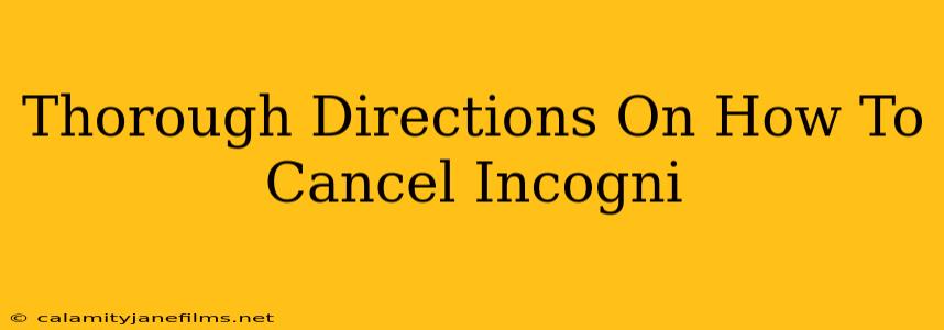 Thorough Directions On How To Cancel Incogni