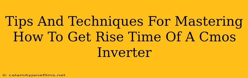 Tips And Techniques For Mastering How To Get Rise Time Of A Cmos Inverter