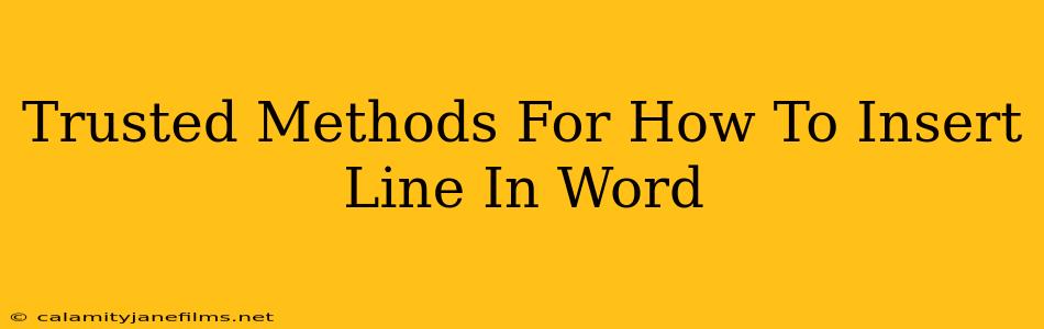 Trusted Methods For How To Insert Line In Word