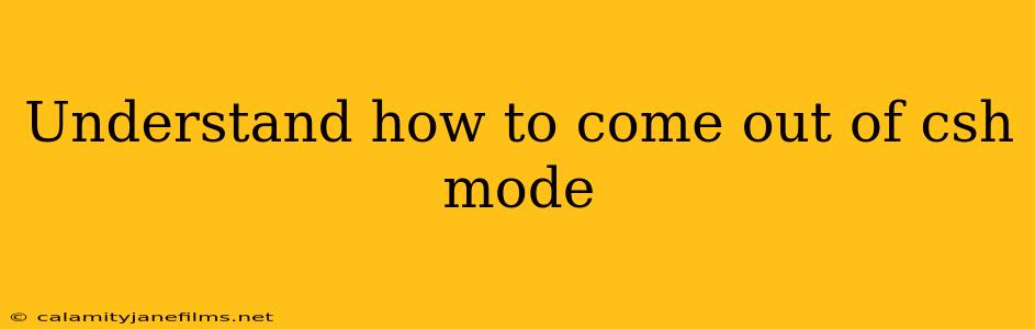 Understand how to come out of csh mode